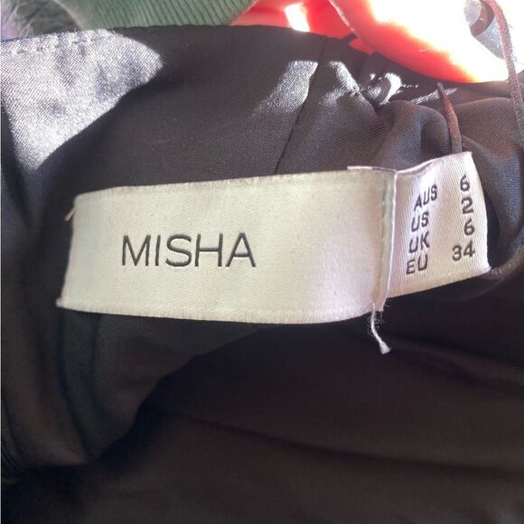 NWT Misha Revolve Dress Tiffany Black faux leather mini sheath Sz 2 - Picture 12 of 12